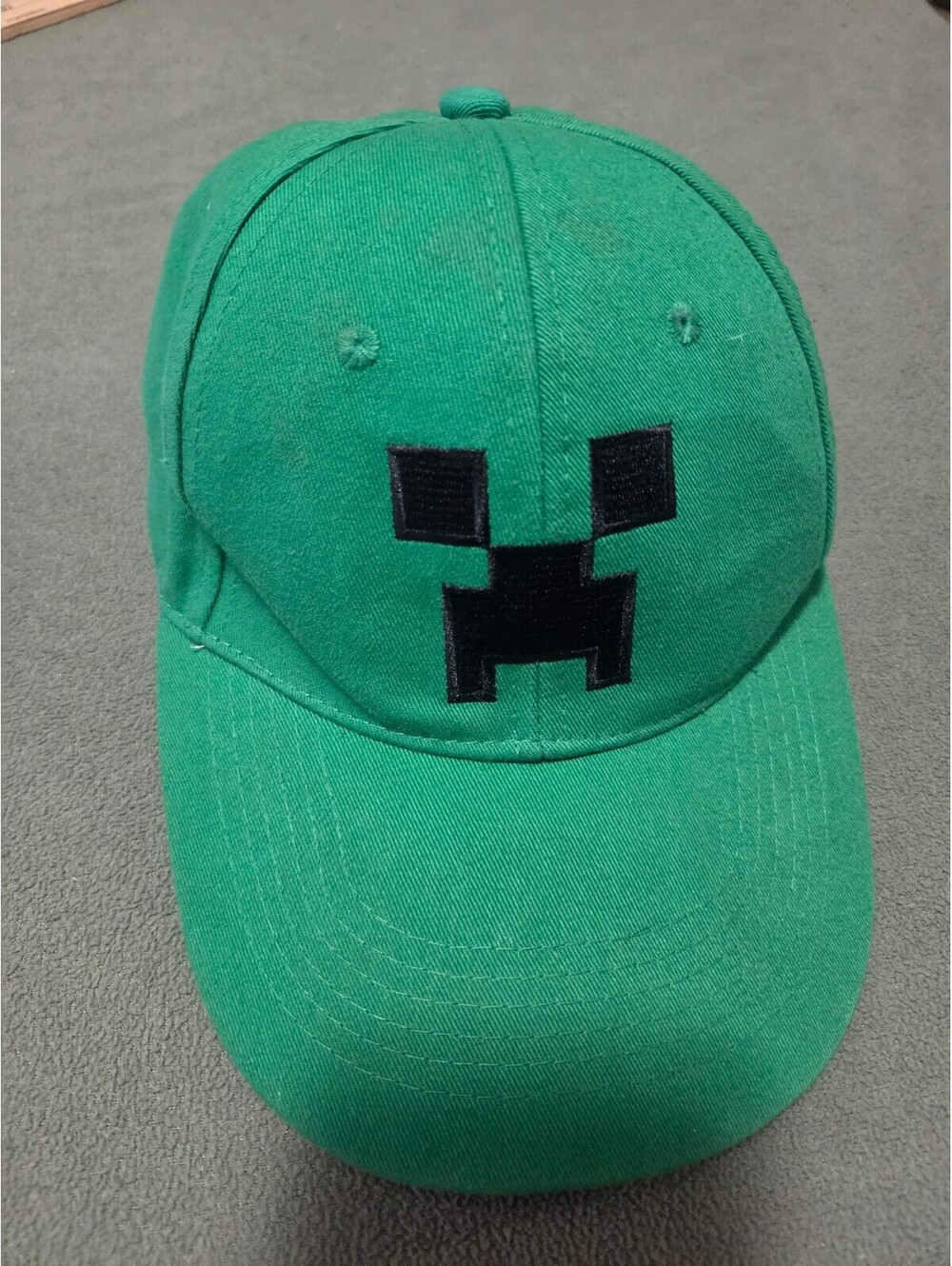 Minecraft Creeper JINX 2015 Green Snapback Hat Black Embroidered Face Adjustable